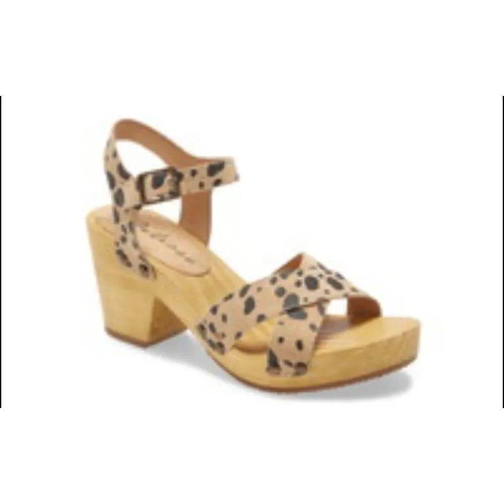 Matisse leather leopard animal print heeled clog sandal 6